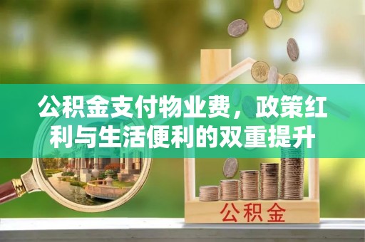 武城公积金支付物业费，政策红利与生活便利的双重提升