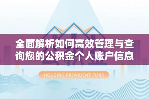 武城全面解析如何高效管理与查询您的公积金个人账户信息