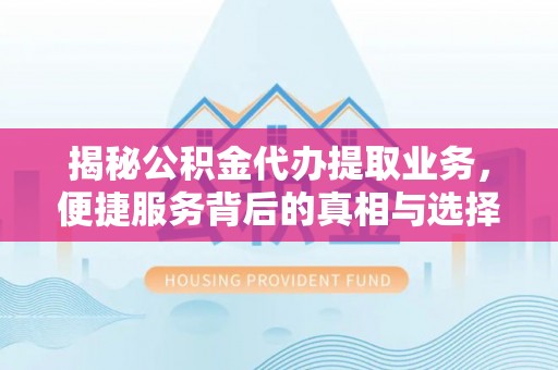 武城揭秘公积金代办提取业务，便捷服务背后的真相与选择